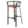 Flint Barstool Chair Set of 2- Round Seat- Dark Brown Mahogany- Black