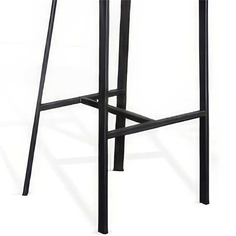 Flint Barstool Chair Set of 2- Round Seat- Dark Brown Mahogany- Black