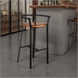 Flint Barstool Chair Set of 2- Round Seat- Dark Brown Mahogany- Black