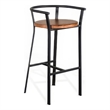 Flint Barstool Chair Set of 2- Round Seat- Dark Brown Mahogany- Black