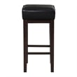 Vin 31 Inch Bar Height Stool- Black Faux Leather Seat- Dark Brown- Set of 2