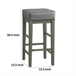 Vin 31 Inch Counter Height Stool- Gray Faux Leather Seat- Wood- Set of 2