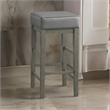 Vin 31 Inch Counter Height Stool- Gray Faux Leather Seat- Wood- Set of 2