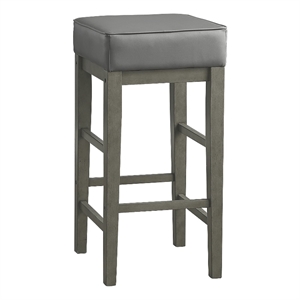 Vin 31 Inch Counter Height Stool- Gray Faux Leather Seat- Wood- Set of 2