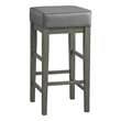 Vin 31 Inch Counter Height Stool- Gray Faux Leather Seat- Wood- Set of 2