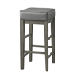 Vin 31 Inch Counter Height Stool- Gray Faux Leather Seat- Wood- Set of 2