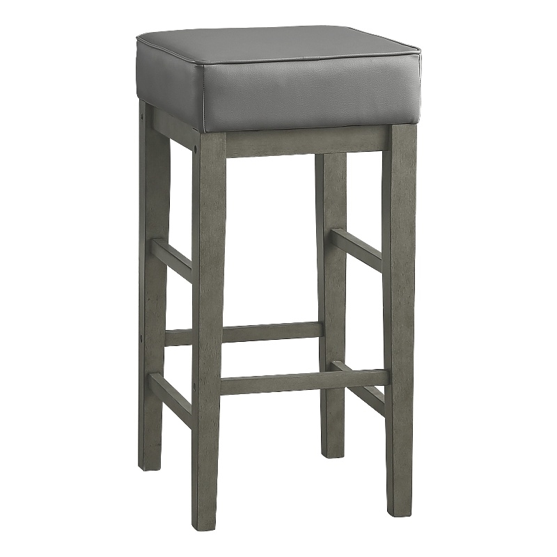 Vin 31 Inch Counter Height Stool- Gray Faux Leather Seat- Wood- Set of 2