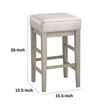 Vin 26 Inch Counter Height Stool- White Faux Leather Seat- Wood- Set of 2