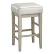 Vin 26 Inch Counter Height Stool- White Faux Leather Seat- Wood- Set of 2