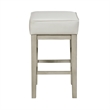 Vin 26 Inch Counter Height Stool- White Faux Leather Seat- Wood- Set of 2