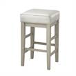 Vin 26 Inch Counter Height Stool- White Faux Leather Seat- Wood- Set of 2