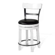 Orso Swivel Counter Stool Chair Set of 2- Black Faux Leather- White
