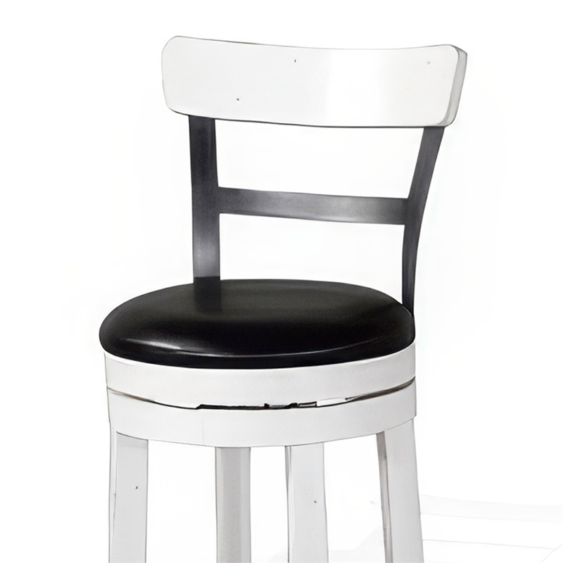 Orso Swivel Counter Stool Chair Set of 2- Black Faux Leather- White