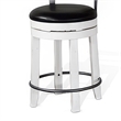 Orso Swivel Counter Stool Chair Set of 2- Black Faux Leather- White