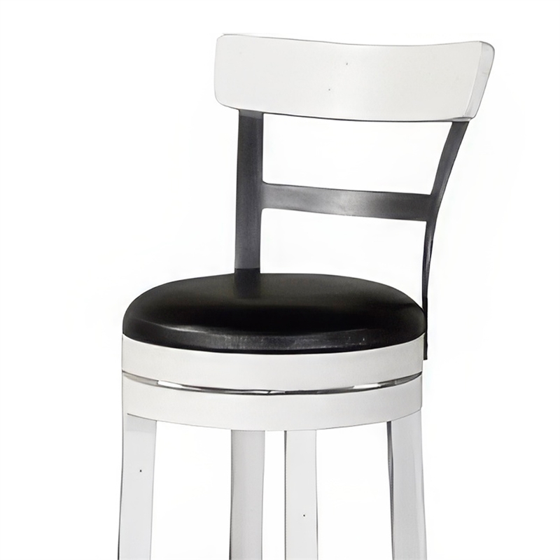 Orso Swivel Barstool Chair Set of 2- Black Faux Leather- White- Black