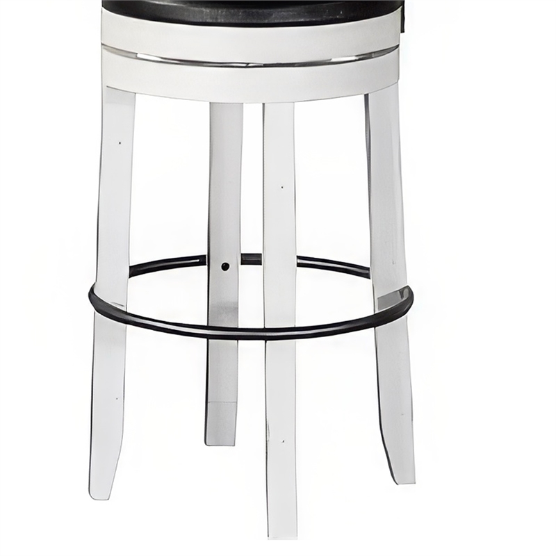 Orso Swivel Barstool Chair Set of 2- Black Faux Leather- White- Black