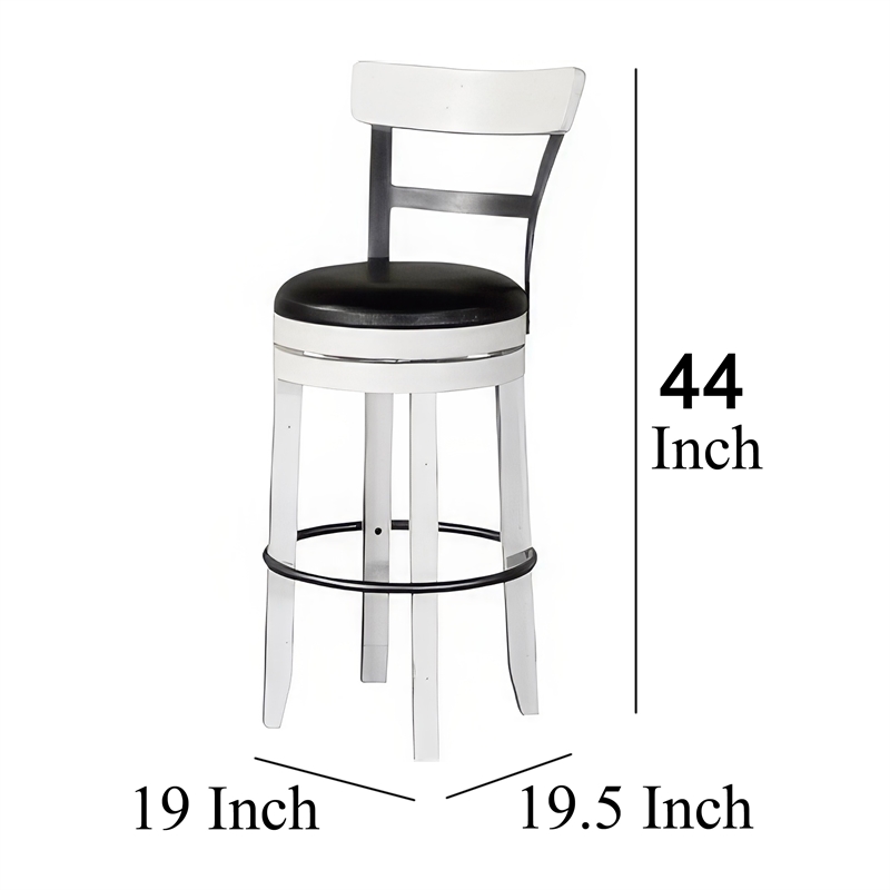 Orso Swivel Barstool Chair Set of 2- Black Faux Leather- White- Black
