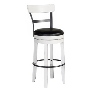 Orso Swivel Barstool Chair Set of 2- Black Faux Leather- White- Black
