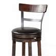 Flint Swivel Barstool Chair Set of 2- Black Faux Leather- Dark Brown