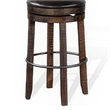 Flint Swivel Barstool Chair Set of 2- Black Faux Leather- Dark Brown