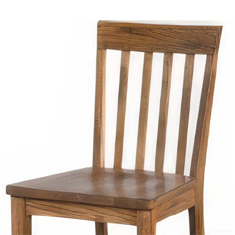 Marv Counter Height Chair Set of 2- Wooden Seat- Oak Brown Wood Finish