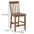 Marv Counter Height Chair Set of 2- Wooden Seat- Oak Brown Wood Finish