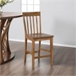 Marv Counter Height Chair Set of 2- Wooden Seat- Oak Brown Wood Finish