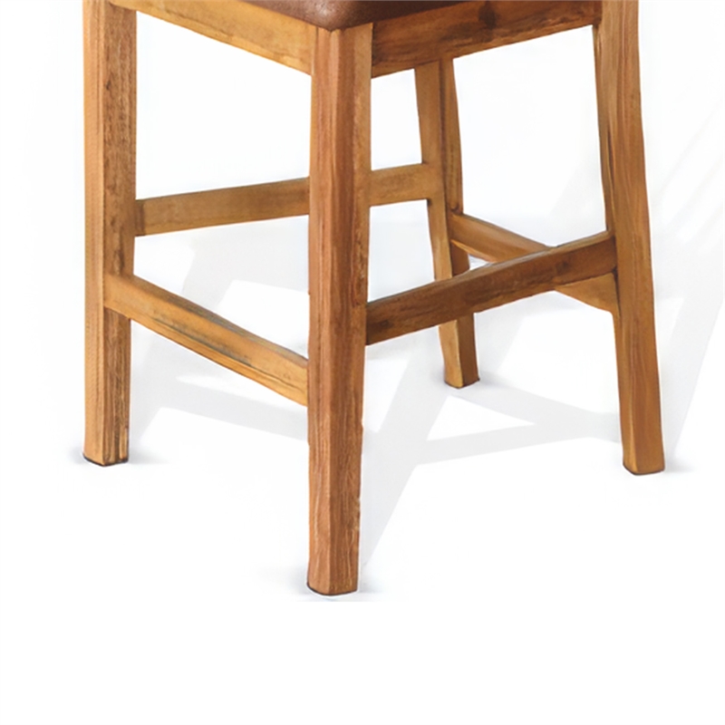 Marv Counter Height Chair Set of 2- Faux Leather- Light Brown- 24 Inch