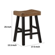 Casy 25 Inch Counter Height Stool- Brown Saddle Seat- Black- Set of 2