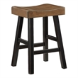 Casy 25 Inch Counter Height Stool- Brown Saddle Seat- Black- Set of 2