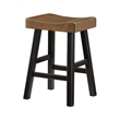 Casy 25 Inch Counter Height Stool- Brown Saddle Seat- Black- Set of 2