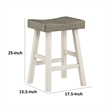 Casy 25 Inch Counter Height Stool- Saddle Seat- White Rubberwood- Set of 2