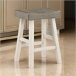 Casy 25 Inch Counter Height Stool- Saddle Seat- White Rubberwood- Set of 2