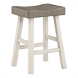 Casy 25 Inch Counter Height Stool- Saddle Seat- White Rubberwood- Set of 2