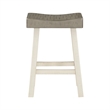 Casy 25 Inch Counter Height Stool- Saddle Seat- White Rubberwood- Set of 2