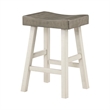 Casy 25 Inch Counter Height Stool- Saddle Seat- White Rubberwood- Set of 2