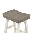 Casy 25 Inch Counter Height Stool- Saddle Seat- White Rubberwood- Set of 2