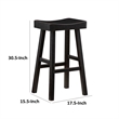 Casy 30 Inch Bar Height Stool- Saddle Seat- Black Rubberwood- Set of 2
