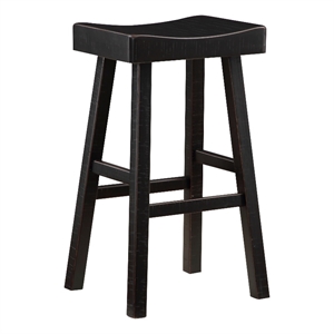 Casy 30 Inch Bar Height Stool- Saddle Seat- Black Rubberwood- Set of 2