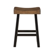 Casy 30 Inch Bar Height Stool- Brown Saddle Seat- Black Rubberwood- Set of 2