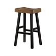 Casy 30 Inch Bar Height Stool- Brown Saddle Seat- Black Rubberwood- Set of 2