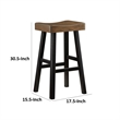 Casy 30 Inch Bar Height Stool- Brown Saddle Seat- Black Rubberwood- Set of 2