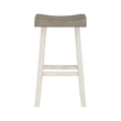 Casy 30 Inch Bar Height Stool- Gray Saddle Seat- White Rubberwood- Set of 2