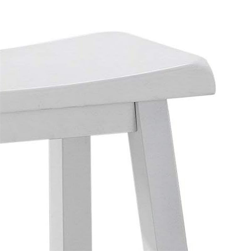 Lon 24 Inch Counter Height Stool Set of 2- Backless Saddle Seat- White Wood