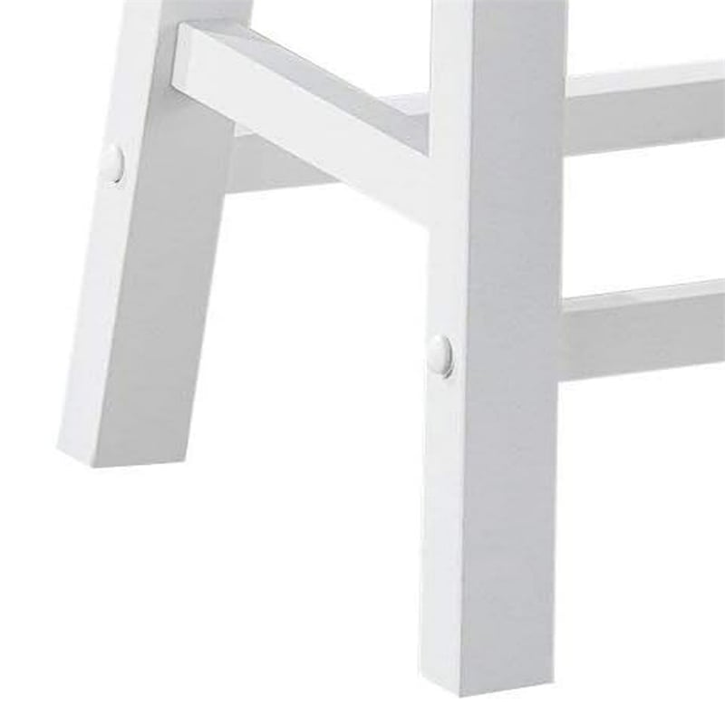 Lon 24 Inch Counter Height Stool Set of 2- Backless Saddle Seat- White Wood