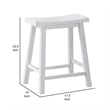 Lon 24 Inch Counter Height Stool Set of 2- Backless Saddle Seat- White Wood