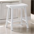 Lon 24 Inch Counter Height Stool Set of 2- Backless Saddle Seat- White Wood
