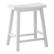Lon 24 Inch Counter Height Stool Set of 2- Backless Saddle Seat- White Wood