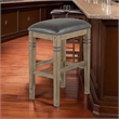 Yael Barstool- Set of 2- Black Faux Leather Cushioned- Taupe MahoganyWood