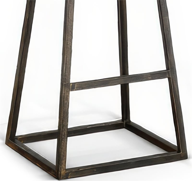 Marv Barstool Set of 2- Brown Contoured Mahogany Wood- Black Metal